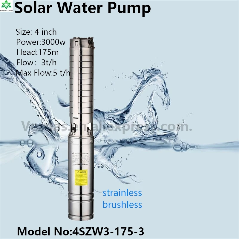 

4Inch 3000W AC220V DC300V with Permanent Magnet Synchronous Motor Flow 3T/H Head 175M for Farm Deep Well Solar Water Pump