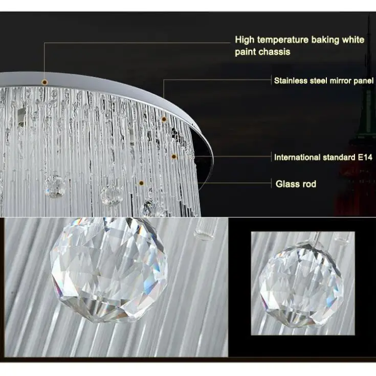 Deckenleuchte Remote Kristall Lampa Sufitowa 4