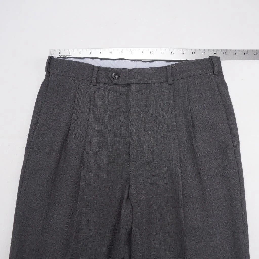ROUNDTREE & YORKE Poly-Rayon Pleated Cuffed Dress Pants Charcoal 33x30 (5)