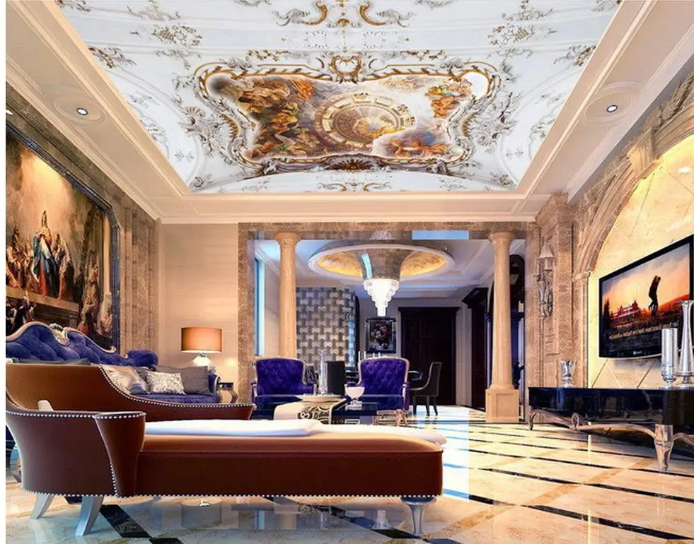 

ceiling wallpaper European Style Myth Scene Relief Zenith Mural living 3d wallpaper 3d ceiling murals wallpaper