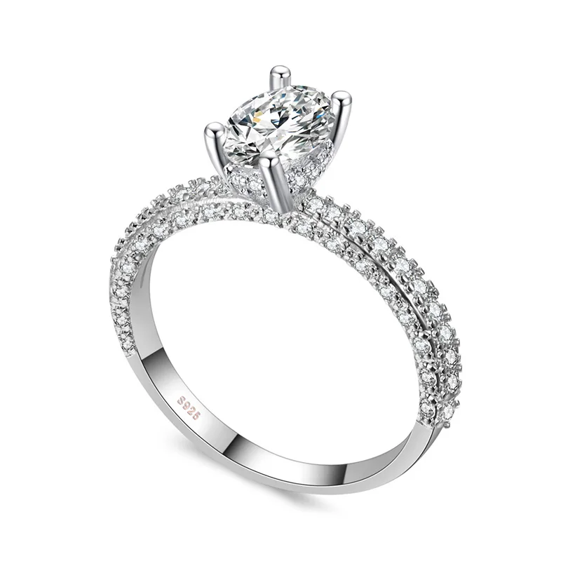 Классический кубический цирконий; для помолвки кольцо для Для женщин, покрыто розовым золотом/Серебряный тон кольцо Альянса обручальное кольцо для пары Модное Элегантное Ювелирное Украшение - Цвет основного камня: Oval Silver