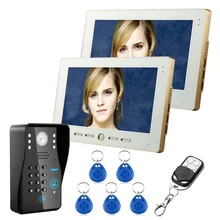 1" 2 монитора RFID пароль видео дверной звонок Домофон Система с ИК-камерой 1000 tv Line система дистанционного управления доступом