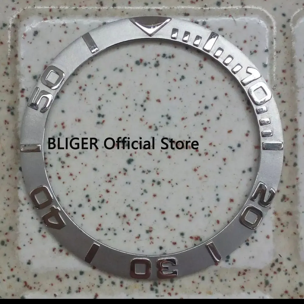 

38MM Silver Color Watch Bezel Insert For Fit 40MM Case SUB Automatic Movement Men's Watch BB-1