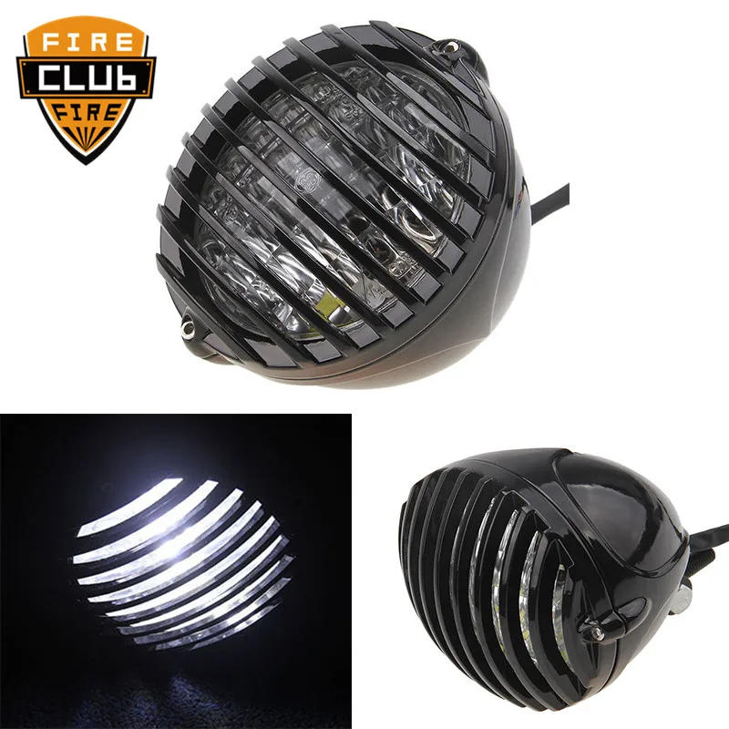 Motorcycle Led Finned Grill Headlight For Harley Honda Chopperbobbercafe Racer Touring huismerk kopen in de aanbieding Motorcycle Led Finned Grill Headlight For Harley Honda Chopperbobbercafe Racer Touring huismerk kopen in de aanbieding