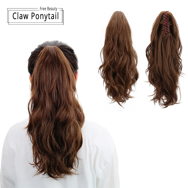 18 "synthetische kordelzug pferdeschwanz Klaue Clip In Haar Extensions Haarteil Natürliche Welle Clip In Menschliches Haar Extensions Pferdeschwanz-perücken