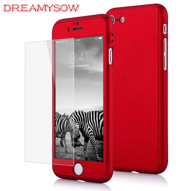 

Full Coverage Shells For iPhone XS MAX XR 8 Plus X 6 6S 7 Plus 5 5S SE 360 Full Protective Case For iPhone 6S Plus Glass Cover