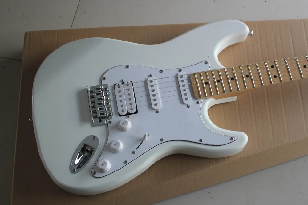 

Factory store white ST signature HSS pickups maple fretboard 6 string Electric Guitar Guitarra