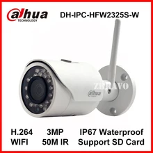 Dahua 3-МЕГАПИКСЕЛЬНАЯ Ip-камера DH-IPC-HFW2325S-W WI-FI Камеры 50 М Ночного Видения IP67 доказательство Воды Беспроводной SD Карты Слот Сети Пуля камера