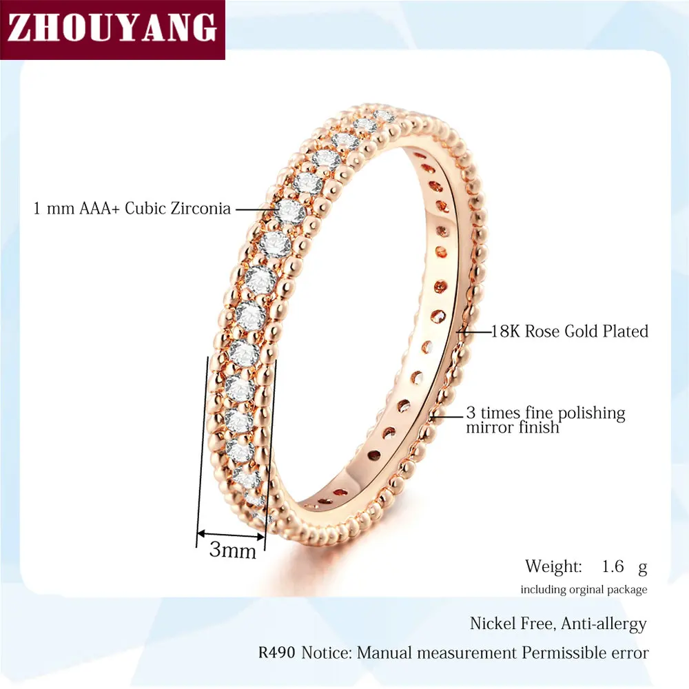 ZHOUYANG Wedding Ring For Women Simple Classic Cubic Zirconia Rose Gold Color Wedding & Engagement Ring Fashion Jewelry ZYR490