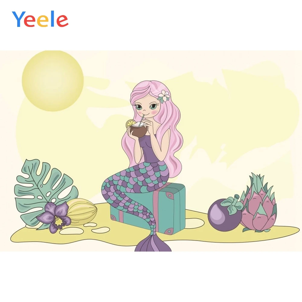 Виниловый Фотофон Yeele с изображением русалки для фотосъемки кокосовой принцессы