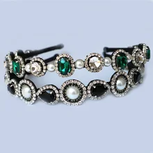 Очаровательная повязка для волос в стиле барокко, корона, головная повязка с кристаллами, винтажный головной убор, модные жемчужные украшения для волос, свадебные аксессуары в виде капли воды, бижутерия