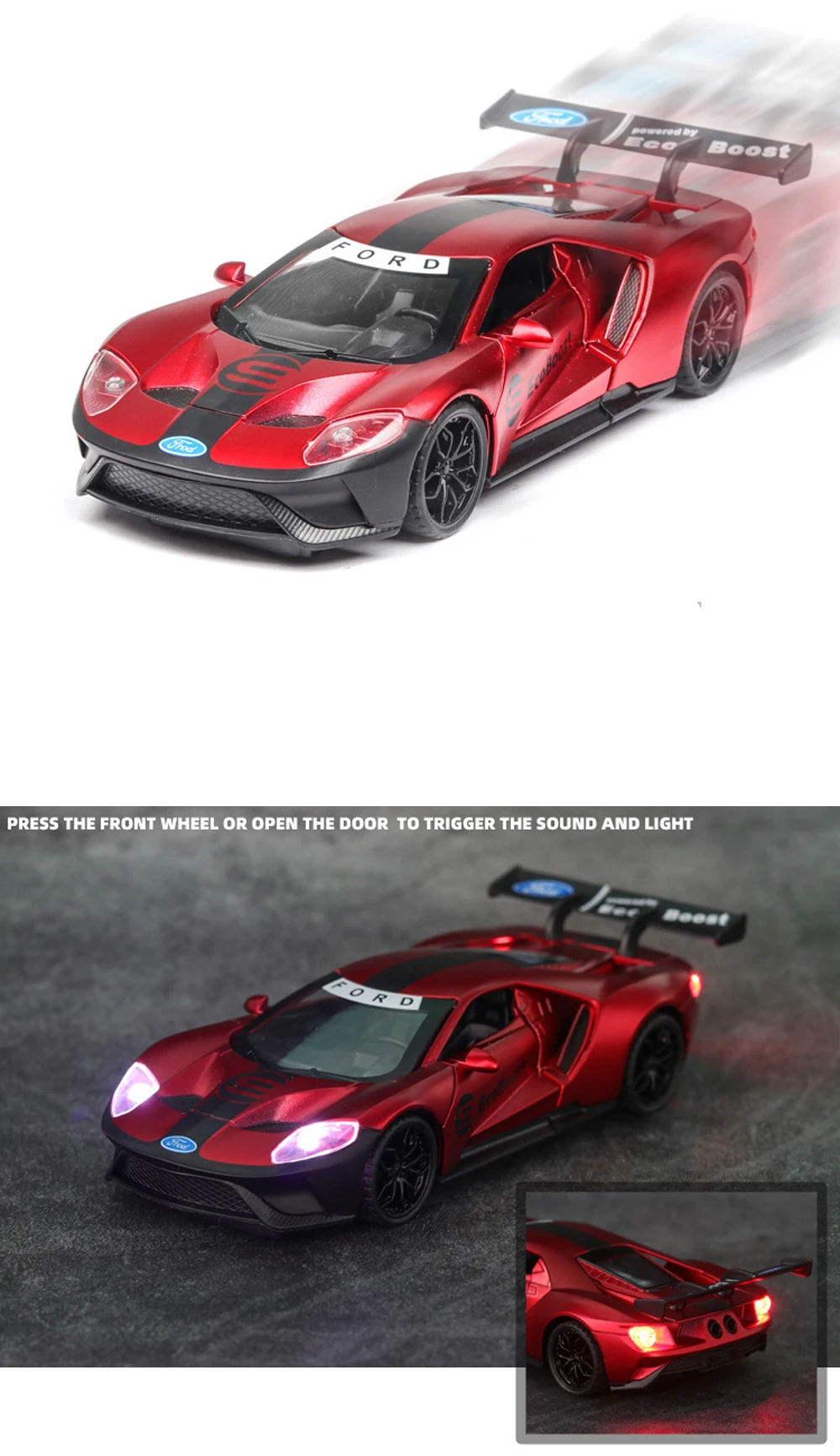 1:32 Ford GT музыкальная с подсветкой машина Diecasts игрушечный транспорт горячая модель колесного автомобиля с автомобилем Горячая дверь колеса может быть открытая игрушка