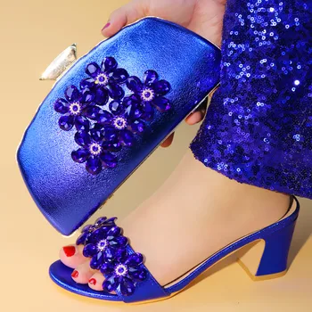

Latest Italian Matching Shoe and Bag Set for Wedding Nigerian Women Wedding Pumps Women Shoes mid-heel Elegant Crystal Shoes