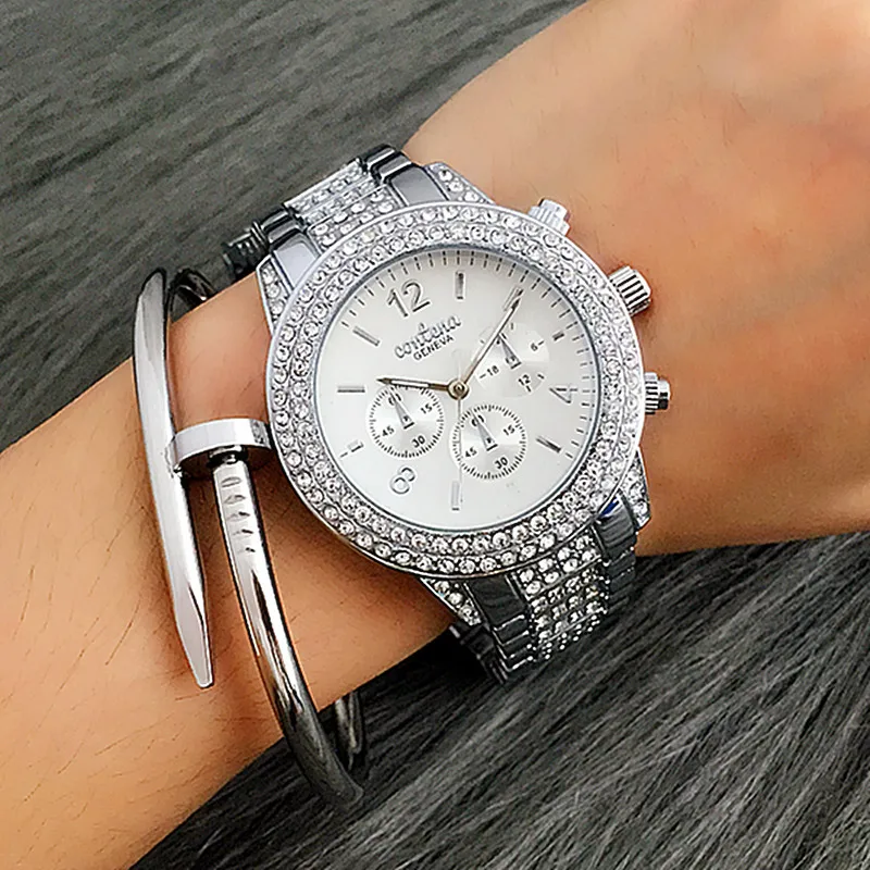 New Luxury Shinny Diamonds Women's Watch CONTENA Fashion Crystal Dress