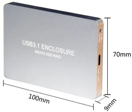 

Q15743 Sliver WBTUO USB3.1 Type-C to 2-Ports MSATA SSD RAID HDD Enclosure