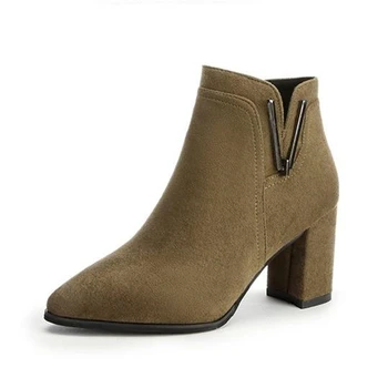 

2018 ms short boots High heels pointed zipper after Martin boots Bare contracted new women's shoes and boots Contracted fashion