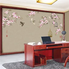 Изготовленный На Заказ 3D печати DIY ткань и текстильные обои для стен матовый шелк для Гостиная цветы Настенная птица для рабочего стола