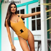 Сексуальный купальник с высоким вырезом, Цельный купальник с пряжкой, ремень, стринги, купальный костюм, высокая нога, женский купальник с открытой спиной, Женский Монокини
