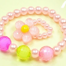 Bluelans Children Kids Colorful Handmade Beads Flower Necklace Bracelet Ring Jewelry Set