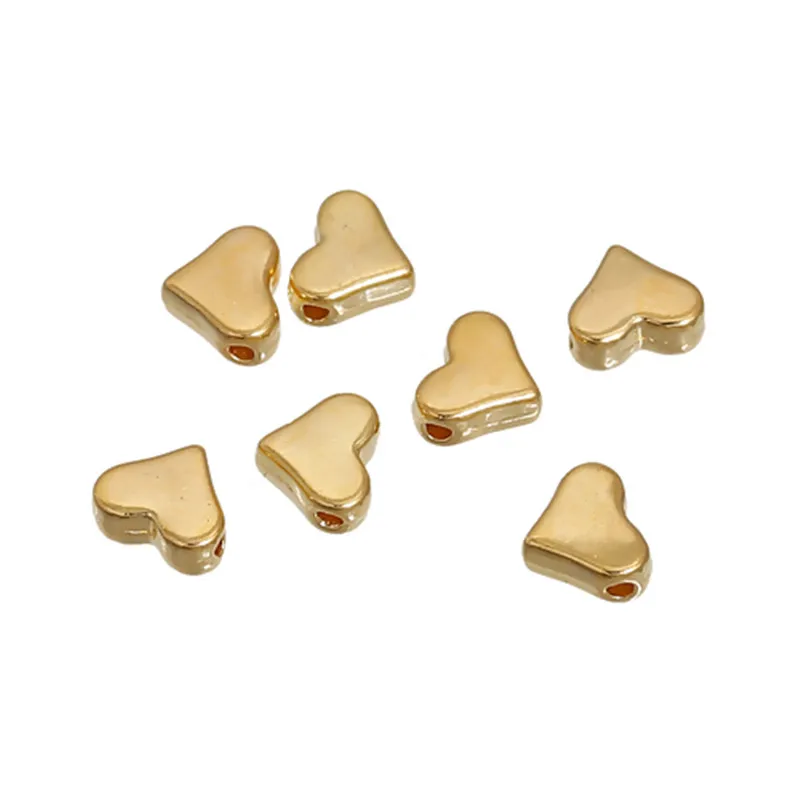 DoreenBeads бусины на цинковой основе бусины-вставки из сплава сердце золотого цвета DIY компоненты 7 мм(2/") х 6 мм(2/8"), отверстие: Приблизительно 1,2 мм, 25 шт