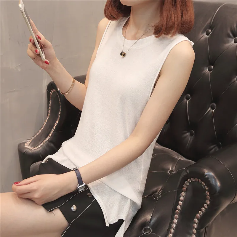 knitted vest F2501 white