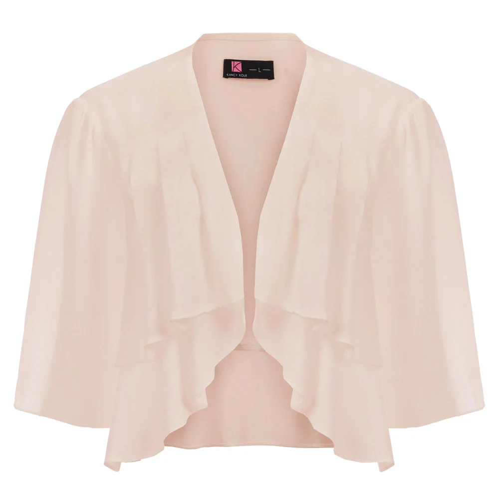 

Plus Size Bolero Top Shrug Chiffon White Comfy Open Front Drape Cropped Cover-Up Women Ladies Summer Lightweight
