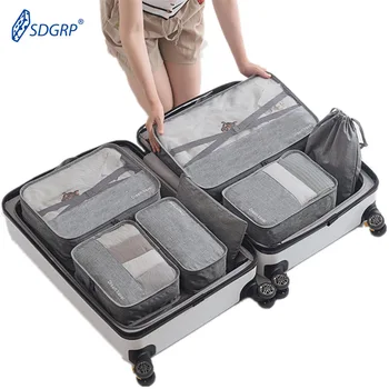 

7 Pcs/Set Large Capacity Luggage Travel Bag Ladies Clothes Underwear Sorting Organizer Portable Packaging Cube Tote Accessories