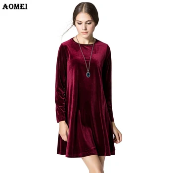 

Long Sleeve Women Velvet Dresses Elegant Spring Winter Slim Fashion Casual Vestidos Wine Red Blue Robe Gowns Clothing