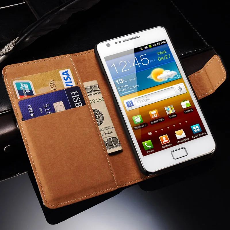 Подлинная Кожаный Чехол для Samsung Galaxy S2 I9100 SII Флип Стиль Роскошный Мобильный