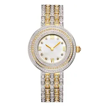 MATISSE Fashion Lady Full Crystal Dial Brass Strap Buiness Quartz Watch Wristwatch