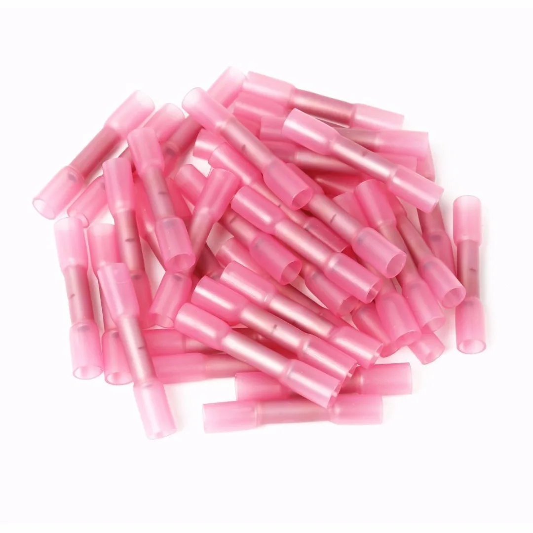 100pcs New Heat Shrink Terminals 18-22 GA Heat Shrink Butt Wire Connectors Crimp Terminals 0.5-1.5mm2