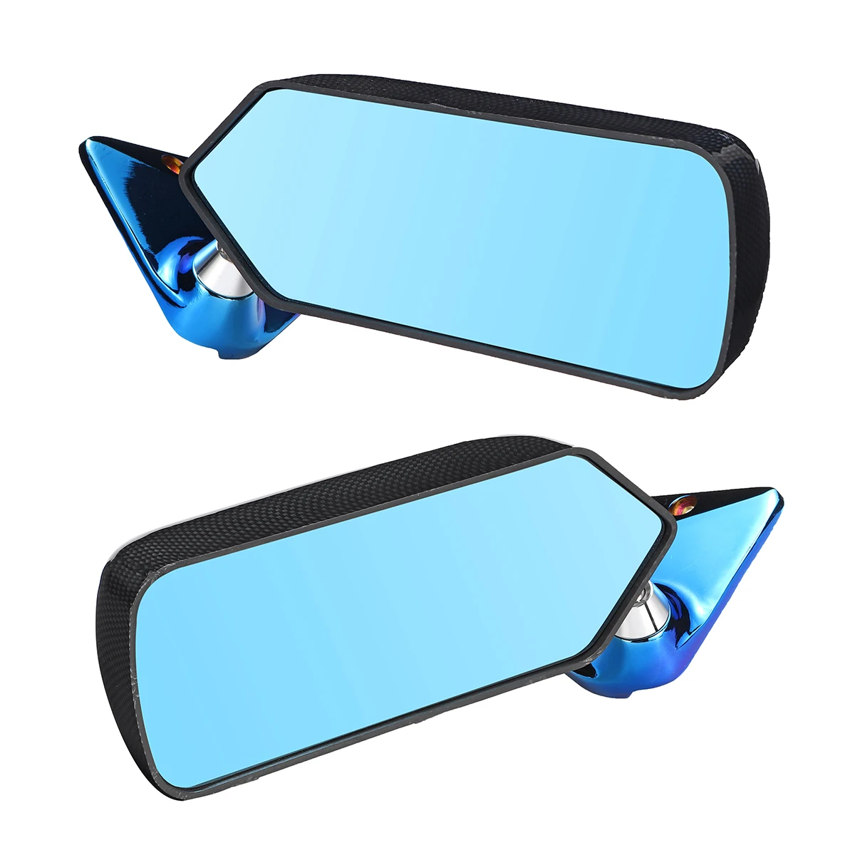 

2x Universal Car Side Mirror Rearview Wing Retro Mirror Metal Bracket Side Mirror Set F1 Style Carbon Fiber Look Blue