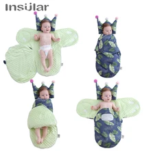 Insular/зимнее Пеленальное Одеяло для новорожденных от 0 до 6 месяцев, хлопковое детское противопусковое одеяло, детский теплый спальный мешок, накидка для новорожденных