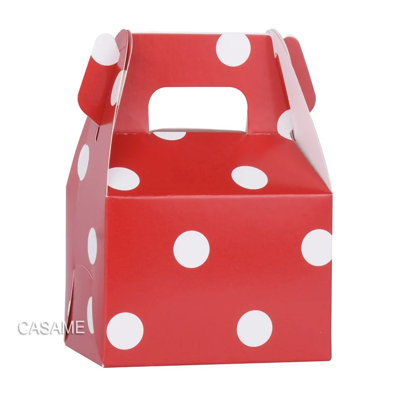 12 шт. бумажная коробка для конфет на день рождения, свадебные коробки для конфет в горошек, Детская Подарочная коробка для вечеринок, Подарочная коробка для самостоятельного изготовления, упаковка для конфет в горошек - Цвет: dot red