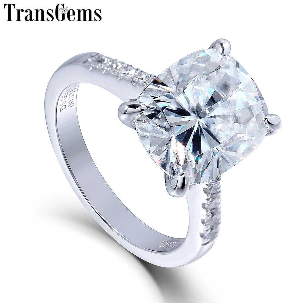 Женское кольцо для помолвки transcgems с большим камнем 14K 585 белое золото 5ct карат