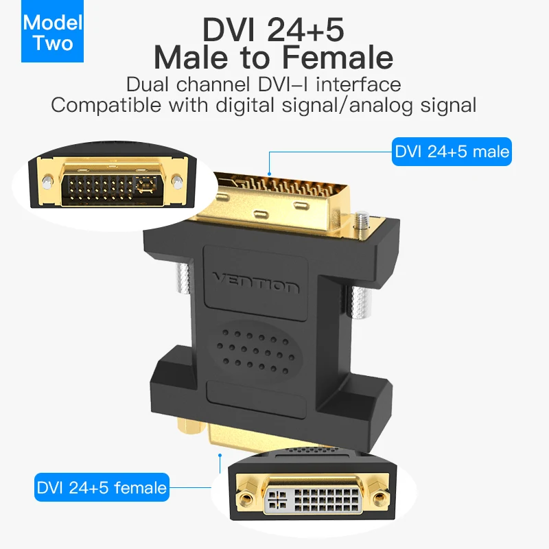 Vention DVI to DVI 24+ 5 адаптер Женский 2560 P преобразователь ТВЧ-сигналов для ПК ТВ-проектор коробка