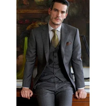 

Custom made grey gap Lapel man suit two button suit best mens suits 2020 wedding dress terno masculino (jacket+pants+vest)