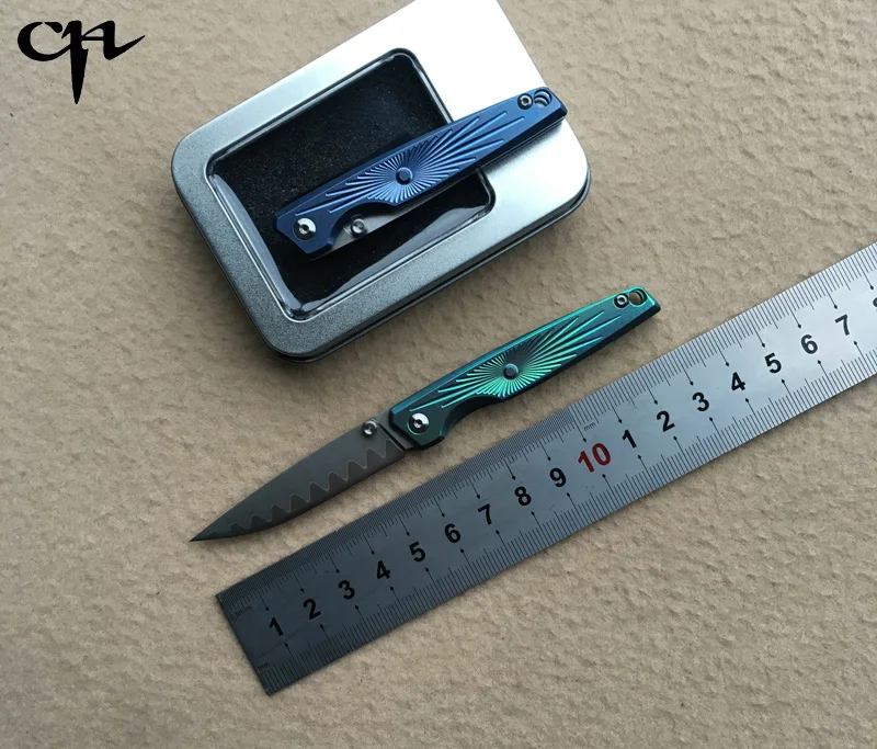 

CH NEW folding knife Damascus Blade TC4 Titanium handle camping hunting pocket fruit Knives EDC tools