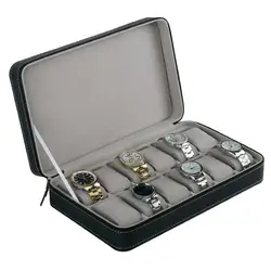 12 слотов часы ящик для хранения Органайзер с молнией Простые Стиль многофункциональный браслет Дисплей шкатулка