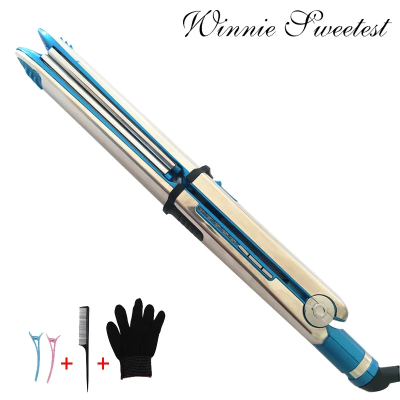 Professional Straightener High Temperature Plates Keratin Straightening Irons Titanium Flat Iron blue - Цвет: Черный