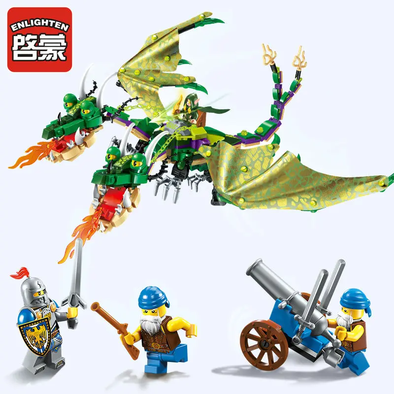 Enlighten Building Block War of Glory Castle Knights двухголовый Дракон Jakiro 4 фигурки 486 шт Развивающие