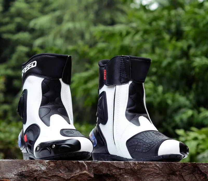 Мужские байкерские ботинки средней длины из микрофибры; байкерские гоночные ботинки; байкерские ботинки с перекрестными ремешками; байкерские ботинки