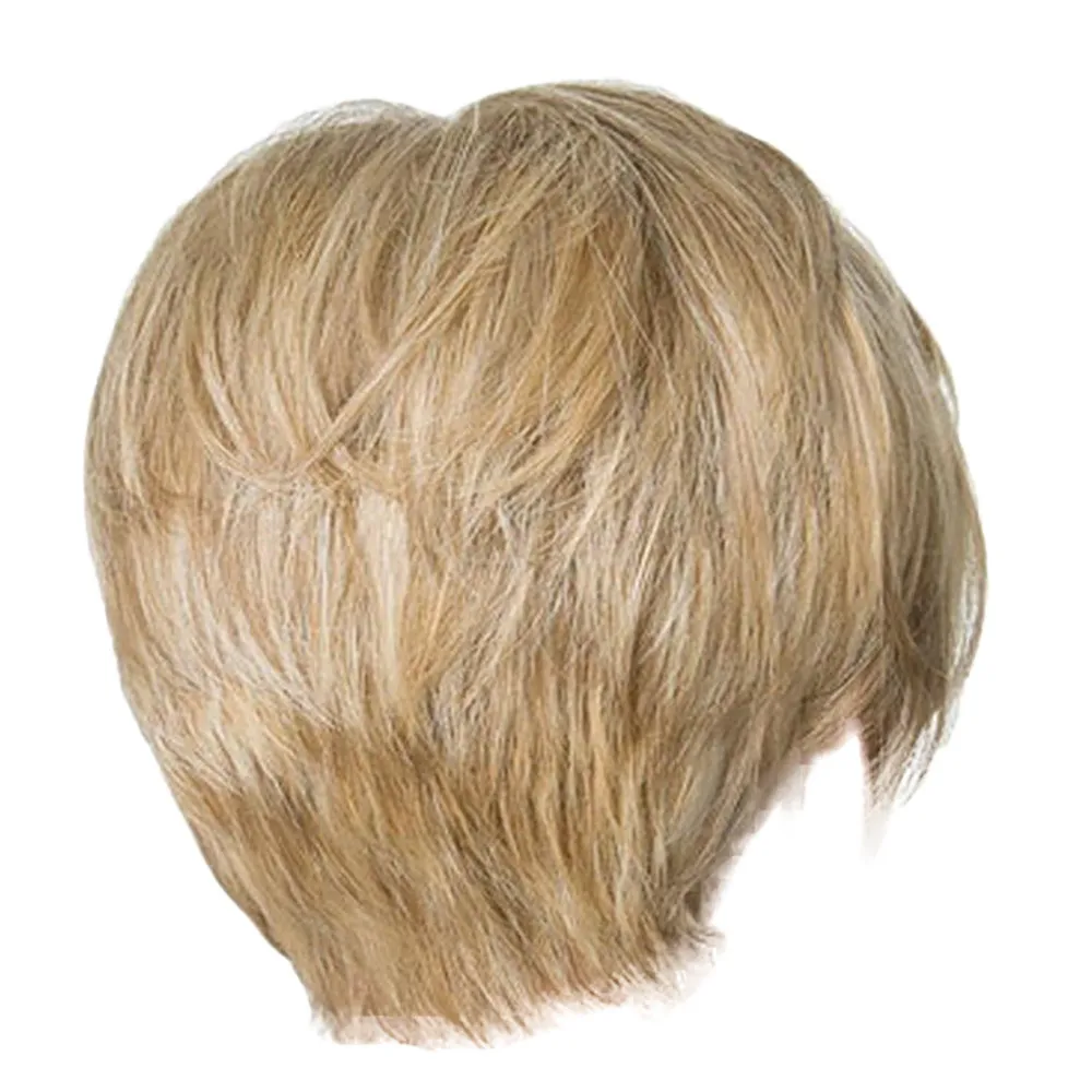 Заводская цена 1 шт. для женщин модные женские золотые короткие прямые волосы 26 см естественный вид термостойкие парики стенд 2019 Mar6