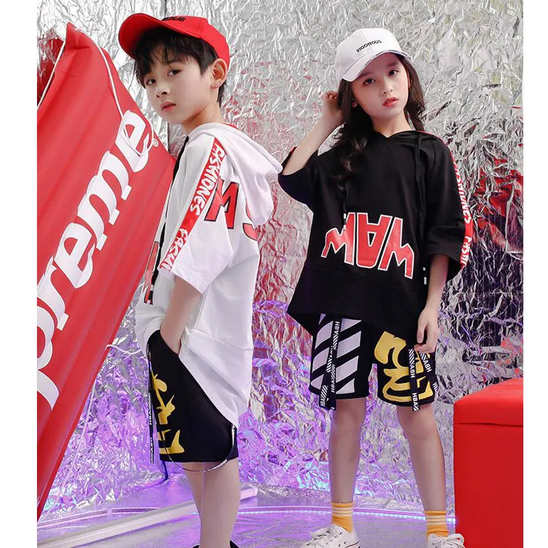 Boys loose Tshirt Hoodie Modern dance Clothing Kids Hip Hop Jazz Dance wear Costumes Girls Ballroom Dancing Outfits Streetwear