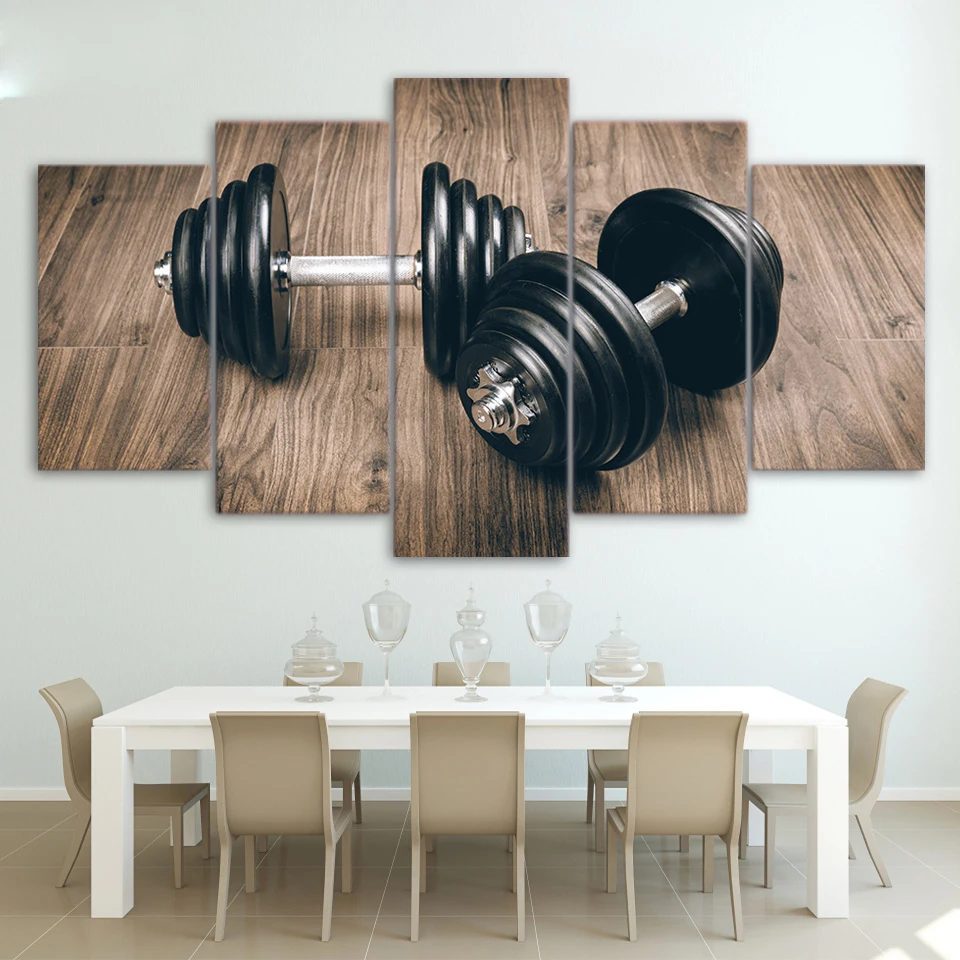 WallArtCanvasPicturesModernLivingRoomFrame5PiecesFitnessGym