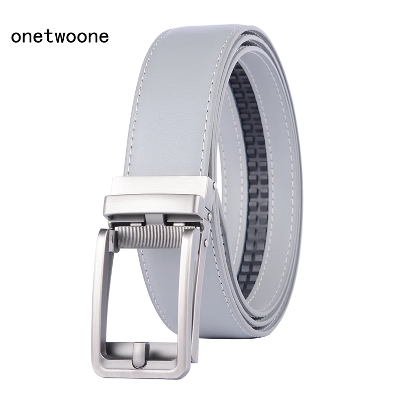 New Arrivals Men 100% Genuine Leather Belt Cowhide Cowboy Belt Straps With Alloy Automatic Buckle Gray Color Leather Straps