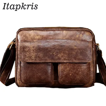 

Itapkris Men's Bag Made Of Genuine Leather Student Cowhide Shoulder Bag For Male Messenger Bag Travel Business Handbag