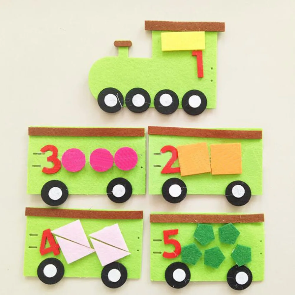 DIY креативные Обучающие игрушки ручной работы из нетканого материала, детская головоломка, руководство для обучения, практическое руководство, зеленый поезд, стиль