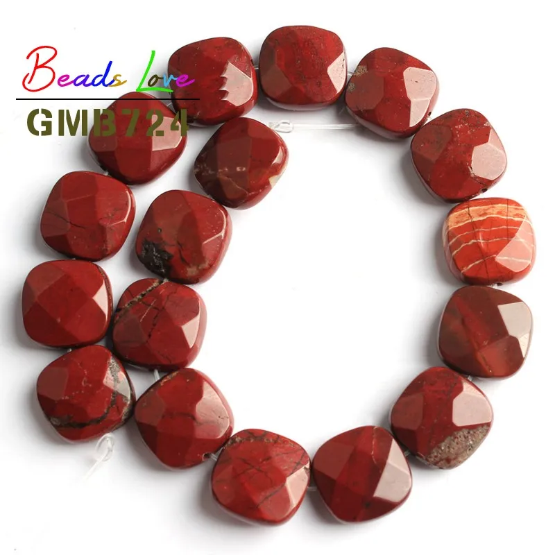 Натуральный граненый квадратной формы Опал нефрита камень разделитель бусины для самостоятельного изготовления ювелирных изделий браслет ожерелье 12*12 мм 7,5 дюймов - Цвет: Red Jasper