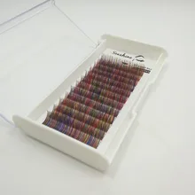 Цветные корейские индивидуальный ресниц Lashe смешанные цвета 12 линий/поднос радужных цветов наращивание ресниц натуральный длинный макияж